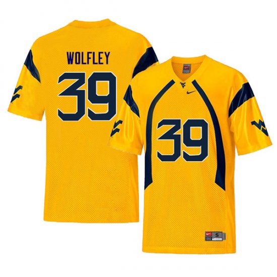 Men's West Virginia Mountaineers NCAA #39 Maverick Wolfley Yellow Authentic Nike Retro Stitched College Football Jersey DH15X63FT